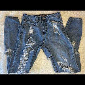 Dollhouse Distressed Jeans Ripped Curvy Juniors High Rise Size 3
